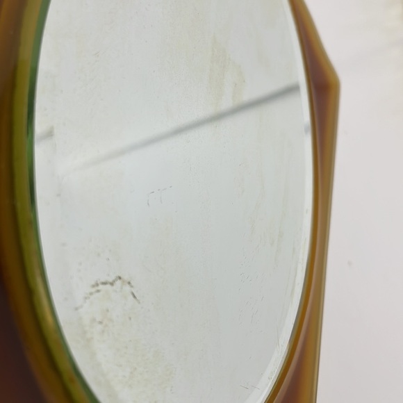Vanity Mirror 13” Long Yellow Cream Black Celluloid Art Deco - Picture 5 of 10